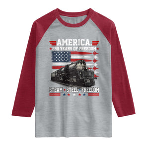 Steam Steel Freedom Stainless American Spirit Raglan Shirt 250 Years USA Railroad Legend Patriotic Military Jet Flyover Graphic