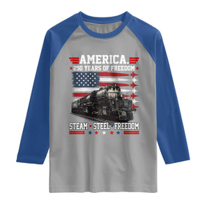 Steam Steel Freedom Stainless American Spirit Raglan Shirt 250 Years USA Railroad Legend Patriotic Military Jet Flyover Graphic