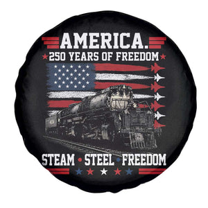 Steam Steel Freedom Stainless American Spirit Spare Tire Cover 250 Years USA Railroad Legend Patriotic Military Jet Flyover Graphic TS02 Print Your Wear