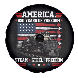 Steam Steel Freedom Stainless American Spirit Spare Tire Cover 250 Years USA Railroad Legend Patriotic Military Jet Flyover Graphic TS02 Print Your Wear