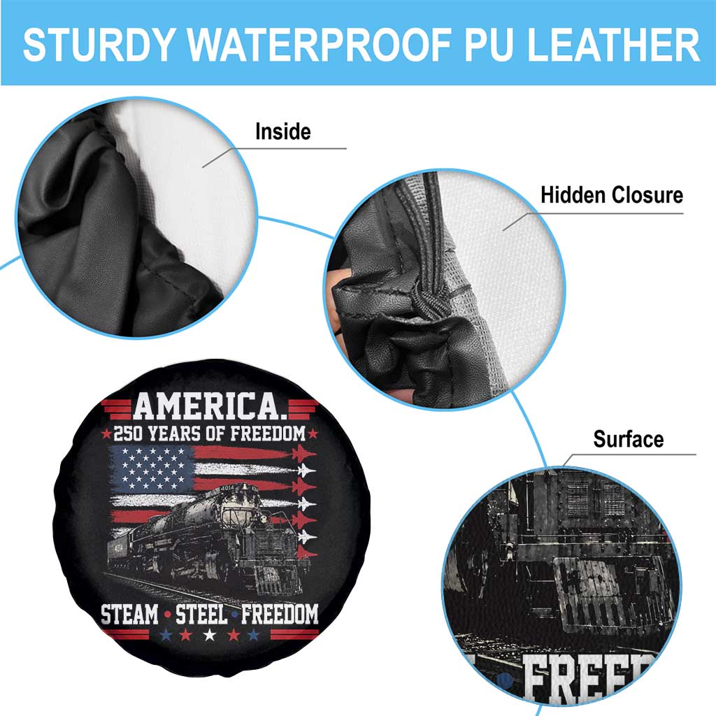 Steam Steel Freedom Stainless American Spirit Spare Tire Cover 250 Years USA Railroad Legend Patriotic Military Jet Flyover Graphic TS02 Print Your Wear