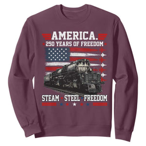 Steam Steel Freedom Stainless American Spirit Sweatshirt 250 Years USA Railroad Legend Patriotic Military Jet Flyover Graphic