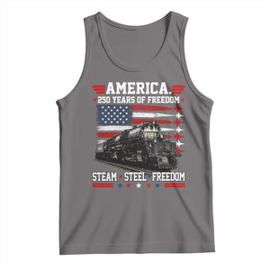 Steam Steel Freedom Stainless American Spirit Tank Top 250 Years USA Railroad Legend Patriotic Military Jet Flyover Graphic