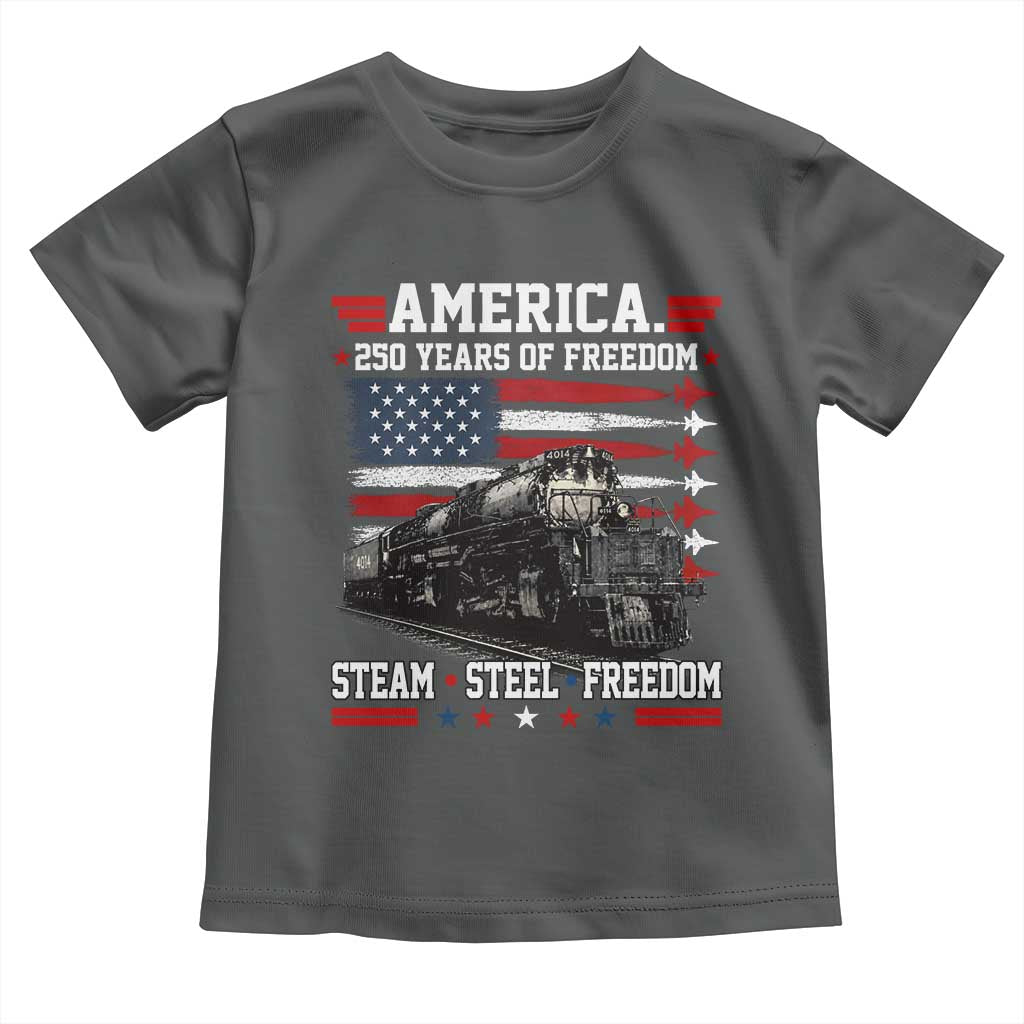 Steam Steel Freedom Stainless American Spirit Toddler T Shirt 250 Years USA Railroad Legend Patriotic Military Jet Flyover Graphic TS02 Dark Heather Print Your Wear