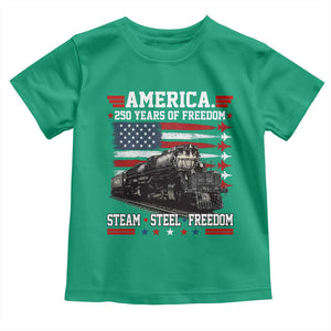 Steam Steel Freedom Stainless American Spirit Toddler T Shirt 250 Years USA Railroad Legend Patriotic Military Jet Flyover Graphic TS02 Irish Green Print Your Wear