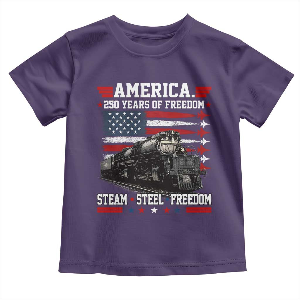 Steam Steel Freedom Stainless American Spirit Toddler T Shirt 250 Years USA Railroad Legend Patriotic Military Jet Flyover Graphic TS02 Purple Print Your Wear