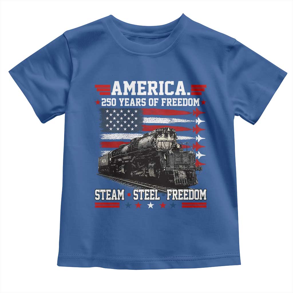 Steam Steel Freedom Stainless American Spirit Toddler T Shirt 250 Years USA Railroad Legend Patriotic Military Jet Flyover Graphic TS02 Royal Blue Print Your Wear