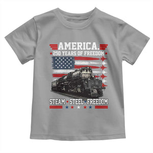Steam Steel Freedom Stainless American Spirit Toddler T Shirt 250 Years USA Railroad Legend Patriotic Military Jet Flyover Graphic TS02 Sport Gray Print Your Wear