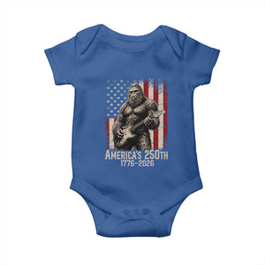 Americas 250th Anniversary 1776-2026 Bigfoot Rock Star Baby Onesie Playing Electric Guitar Distressed American Flag Graphic TS02 Royal Blue Print Your Wear