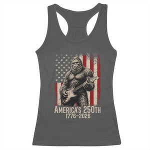 Americas 250th Anniversary 1776-2026 Bigfoot Rock Star Racerback Tank Top Playing Electric Guitar Distressed American Flag Graphic