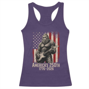 Americas 250th Anniversary 1776-2026 Bigfoot Rock Star Racerback Tank Top Playing Electric Guitar Distressed American Flag Graphic