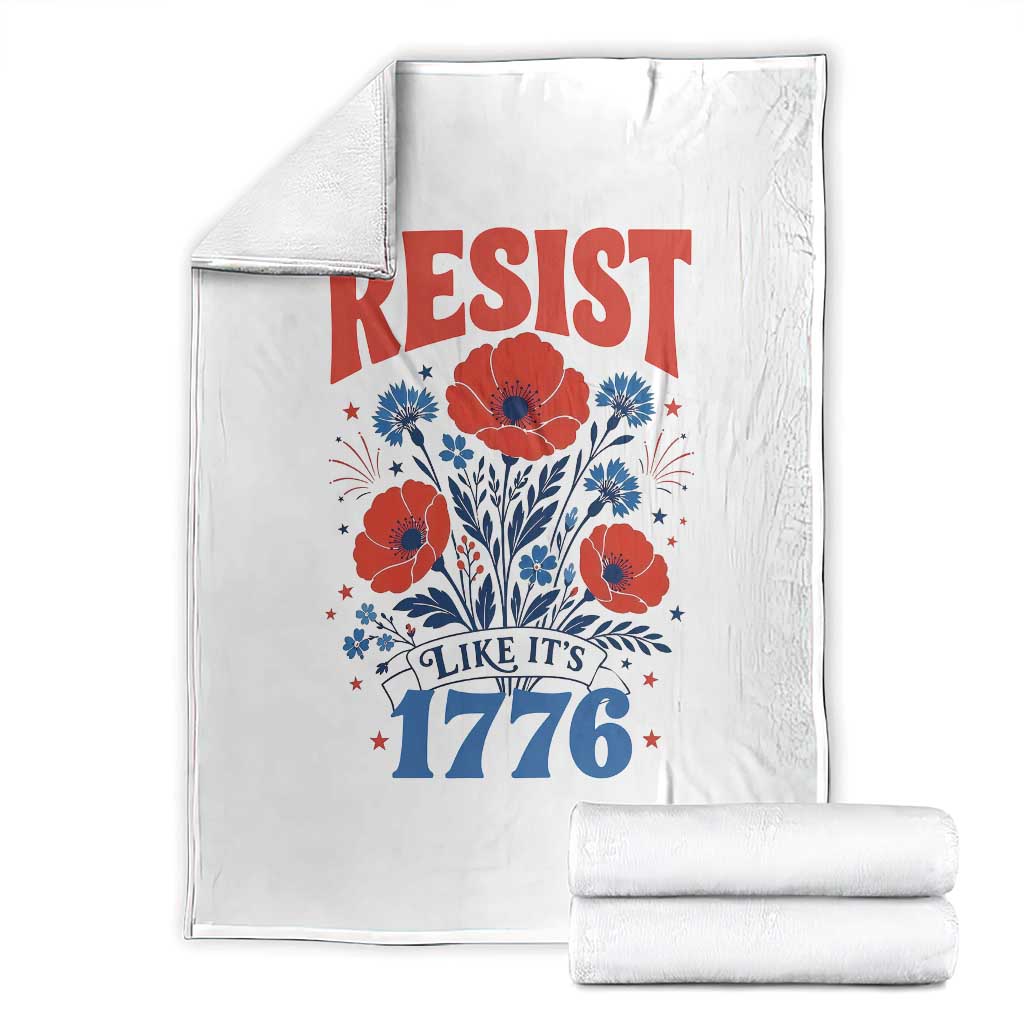 Resist Like Its 1776 Folk Art Floral Botanical Graphic Throw Blanket Patriotic Statement Political Satire