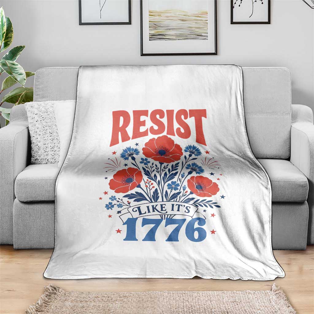 Resist Like Its 1776 Folk Art Floral Botanical Graphic Throw Blanket Patriotic Statement Political Satire