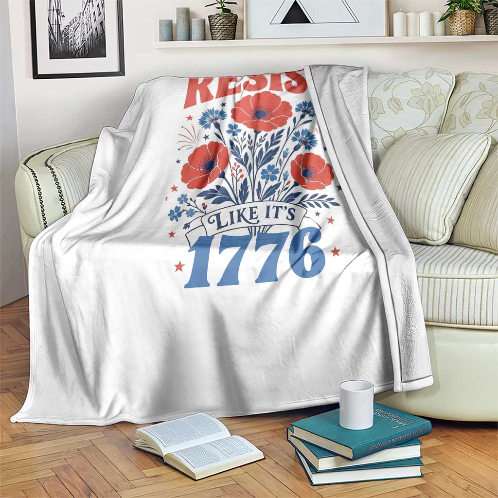 Resist Like Its 1776 Folk Art Floral Botanical Graphic Throw Blanket Patriotic Statement Political Satire