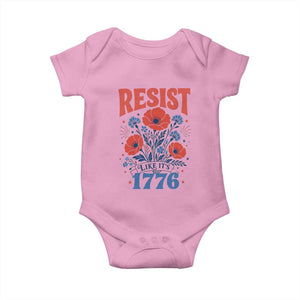 Resist Like Its 1776 Folk Art Floral Botanical Graphic Baby Onesie Patriotic Statement Political Satire