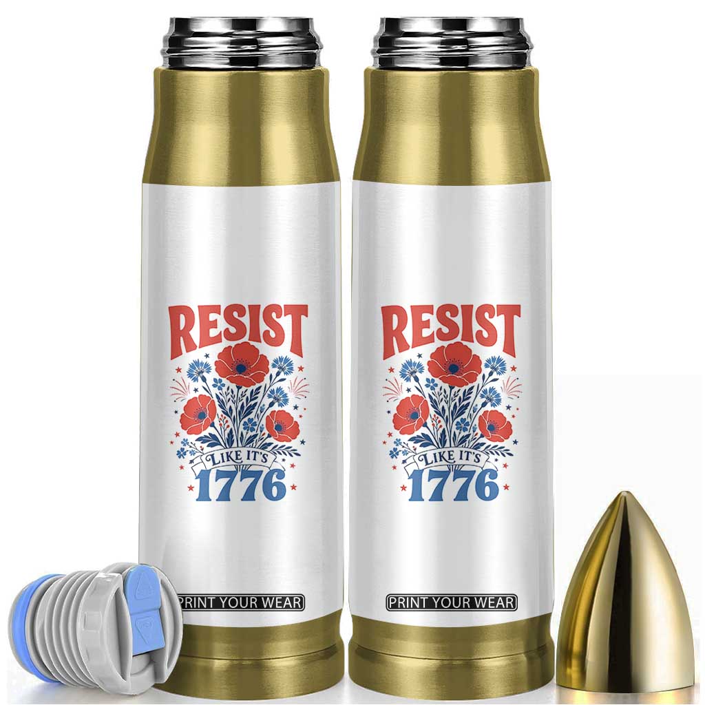Resist Like Its 1776 Folk Art Floral Botanical Graphic Bullet Tumbler Patriotic Statement Political Satire