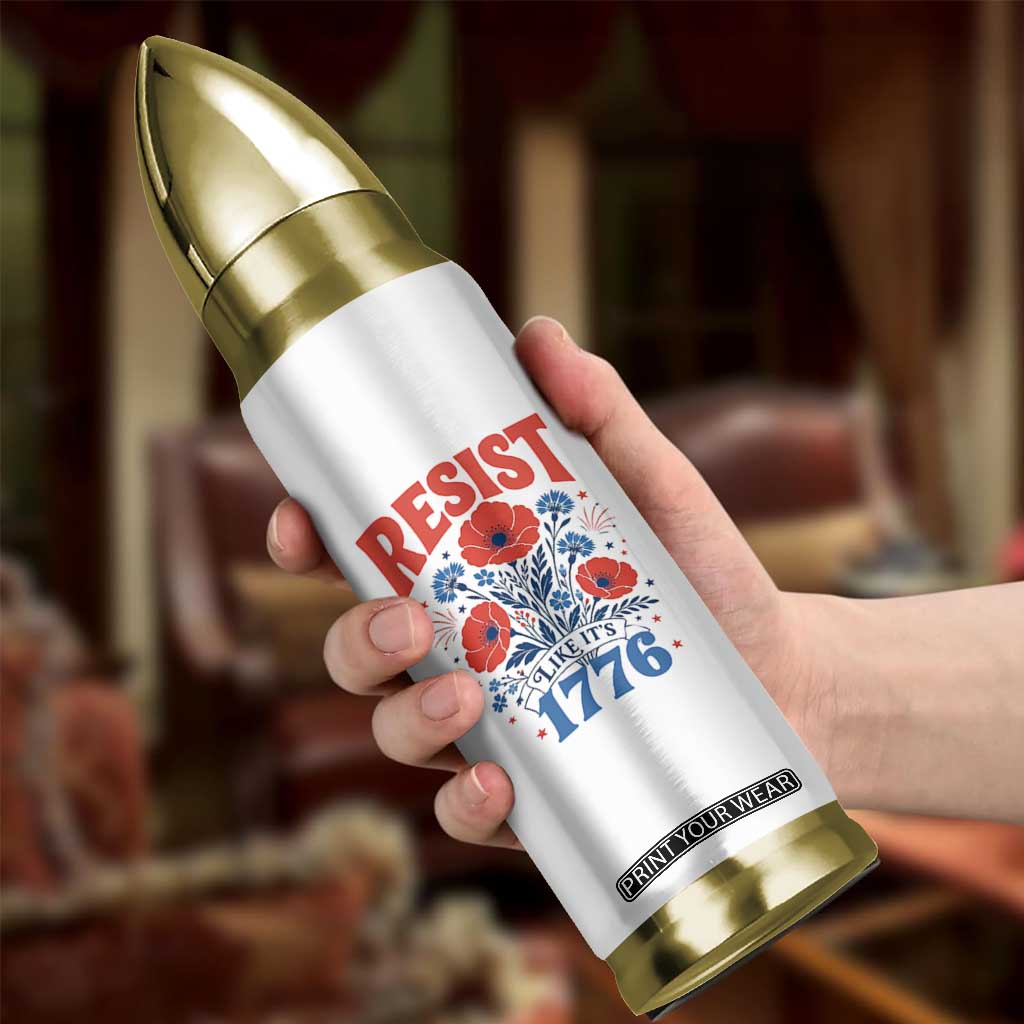 Resist Like Its 1776 Folk Art Floral Botanical Graphic Bullet Tumbler Patriotic Statement Political Satire