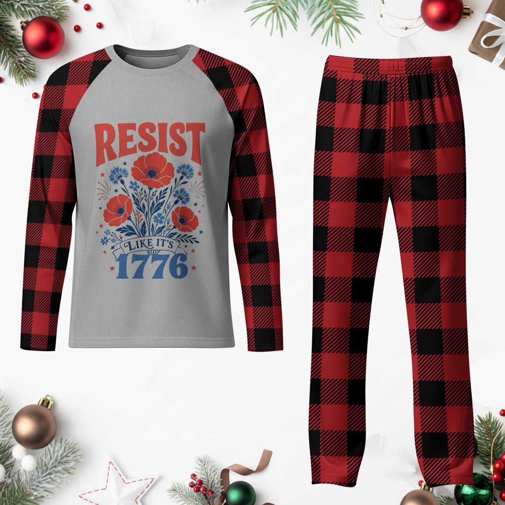 Resist Like Its 1776 Folk Art Floral Botanical Graphic Plaid Pajama Set Patriotic Statement Political Satire TS02 Buffalo Plaid Print Your Wear