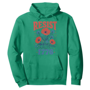 Resist Like Its 1776 Folk Art Floral Botanical Graphic Hoodie Patriotic Statement Political Satire