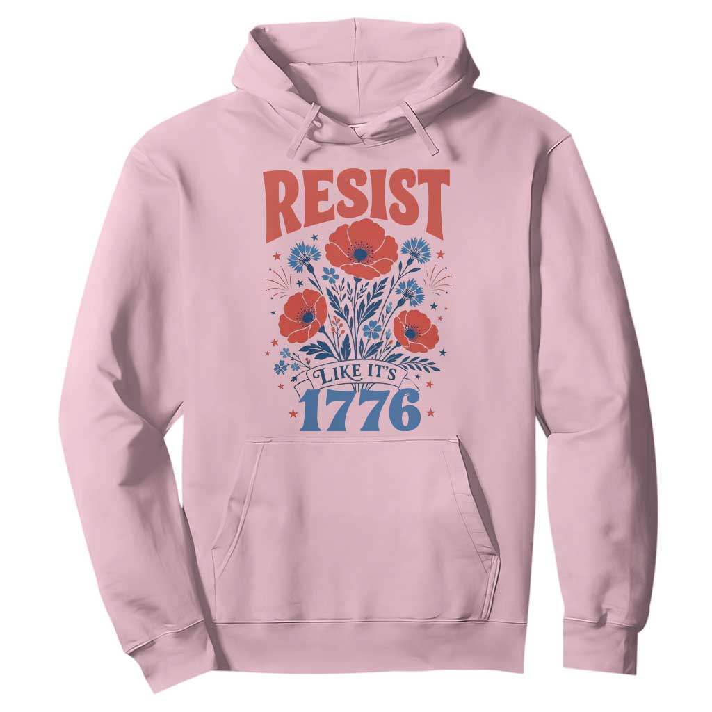 Resist Like Its 1776 Folk Art Floral Botanical Graphic Hoodie Patriotic Statement Political Satire