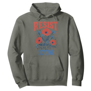 Resist Like Its 1776 Folk Art Floral Botanical Graphic Hoodie Patriotic Statement Political Satire