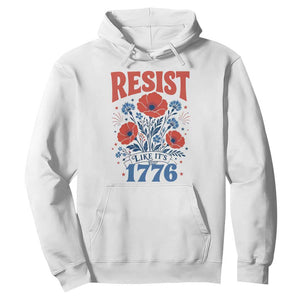 Resist Like Its 1776 Folk Art Floral Botanical Graphic Hoodie Patriotic Statement Political Satire