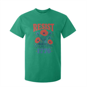 Resist Like Its 1776 Folk Art Floral Botanical Graphic T Shirt For Kid Patriotic Statement Political Satire