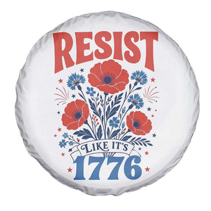 Resist Like Its 1776 Folk Art Floral Botanical Graphic Spare Tire Cover Patriotic Statement Political Satire