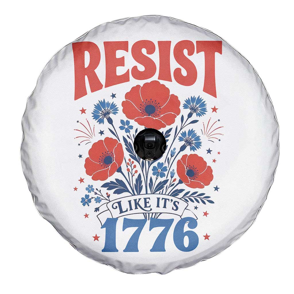 Resist Like Its 1776 Folk Art Floral Botanical Graphic Spare Tire Cover Patriotic Statement Political Satire