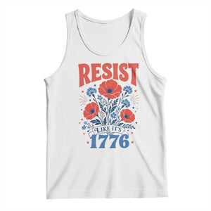 Resist Like Its 1776 Folk Art Floral Botanical Graphic Tank Top Patriotic Statement Political Satire
