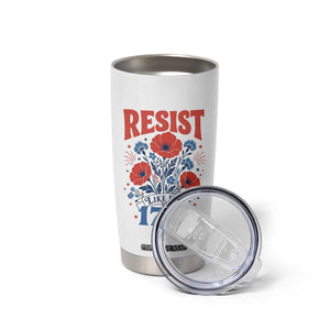 Resist Like Its 1776 Folk Art Floral Botanical Graphic Tumbler Cup Patriotic Statement Political Satire