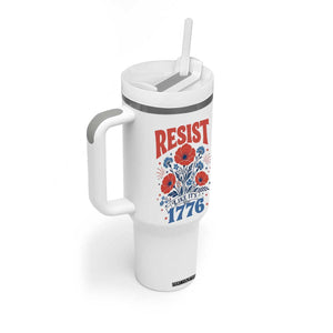 Resist Like Its 1776 Folk Art Floral Botanical Graphic Tumbler With Handle Patriotic Statement Political Satire