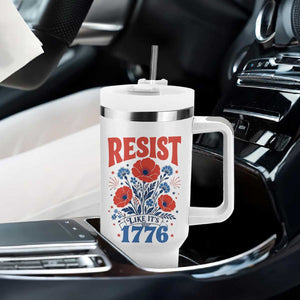 Resist Like Its 1776 Folk Art Floral Botanical Graphic Tumbler With Handle Patriotic Statement Political Satire