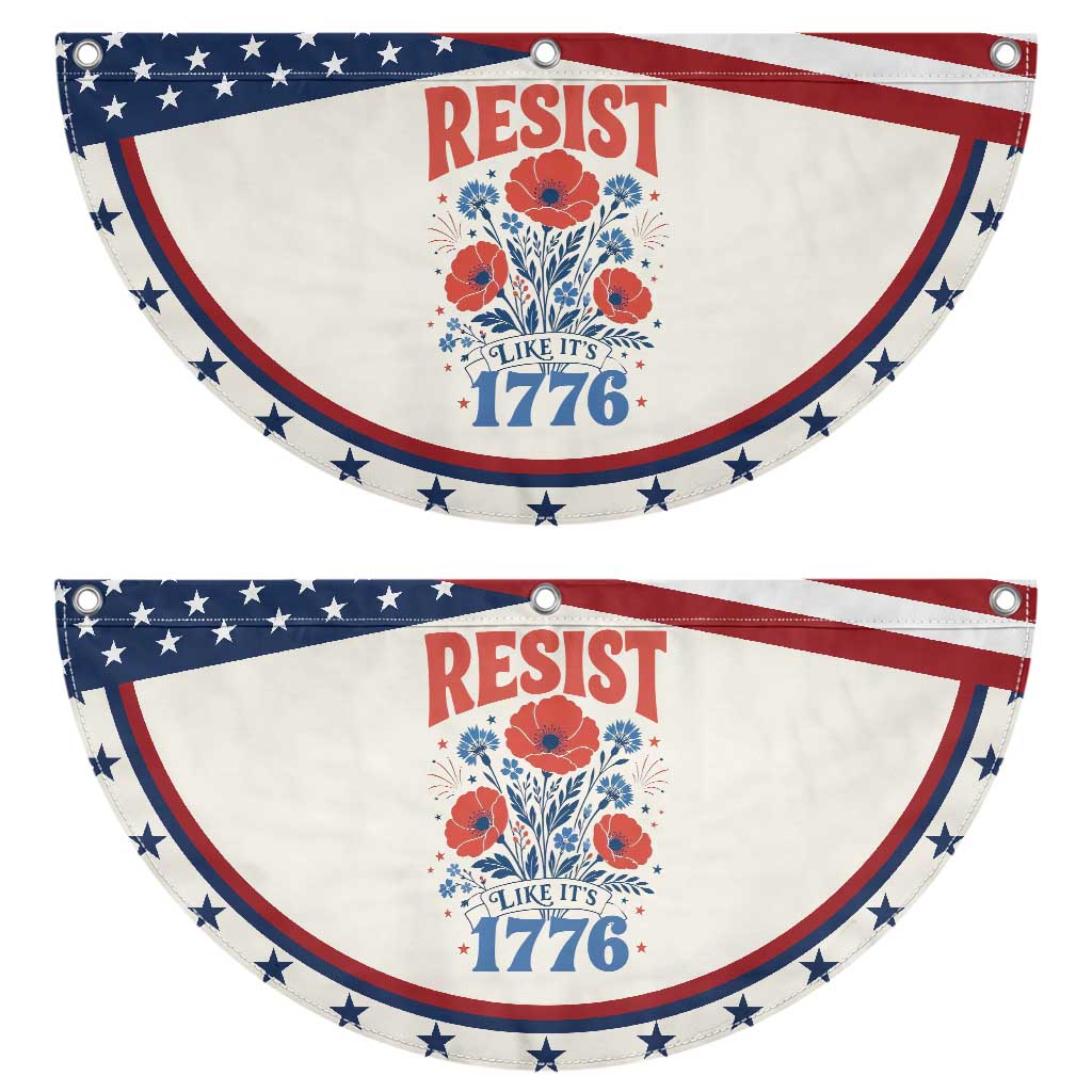 Resist Like Its 1776 Folk Art Floral Botanical Graphic Patriotic Fan Flag Statement Political Satire