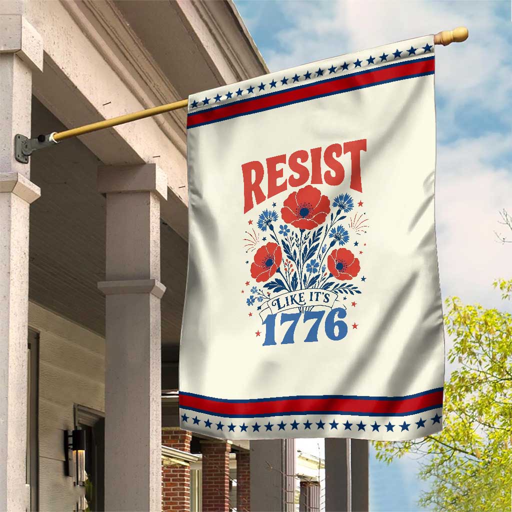Resist Like Its 1776 Folk Art Floral Botanical Graphic Patriotic Garden Flag Statement Political Satire