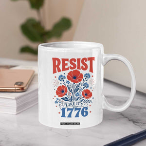 Resist Like Its 1776 Folk Art Floral Botanical Graphic Coffee Mug Patriotic Statement Political Satire