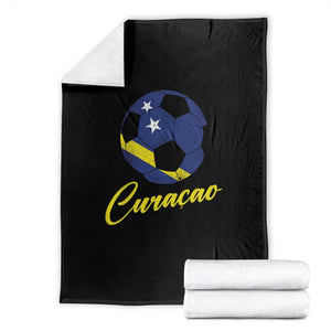 Curaçao Soccer Fans Distressed Flag Throw Blanket Football Heritage Pride Support