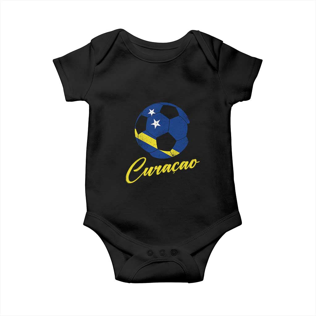 Curaçao Soccer Fans Distressed Flag Baby Onesie Football Heritage Pride Support