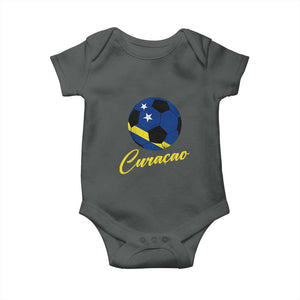 Curaçao Soccer Fans Distressed Flag Baby Onesie Football Heritage Pride Support