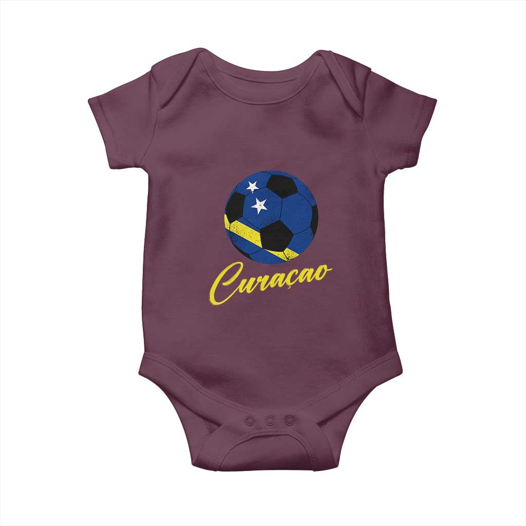 Curaçao Soccer Fans Distressed Flag Baby Onesie Football Heritage Pride Support