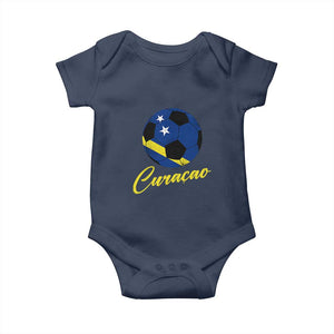 Curaçao Soccer Fans Distressed Flag Baby Onesie Football Heritage Pride Support