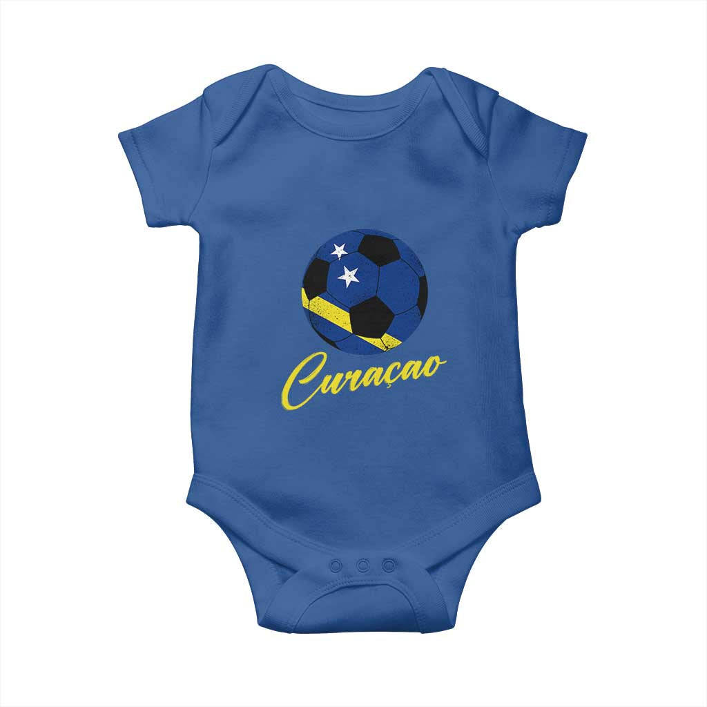 Curaçao Soccer Fans Distressed Flag Baby Onesie Football Heritage Pride Support