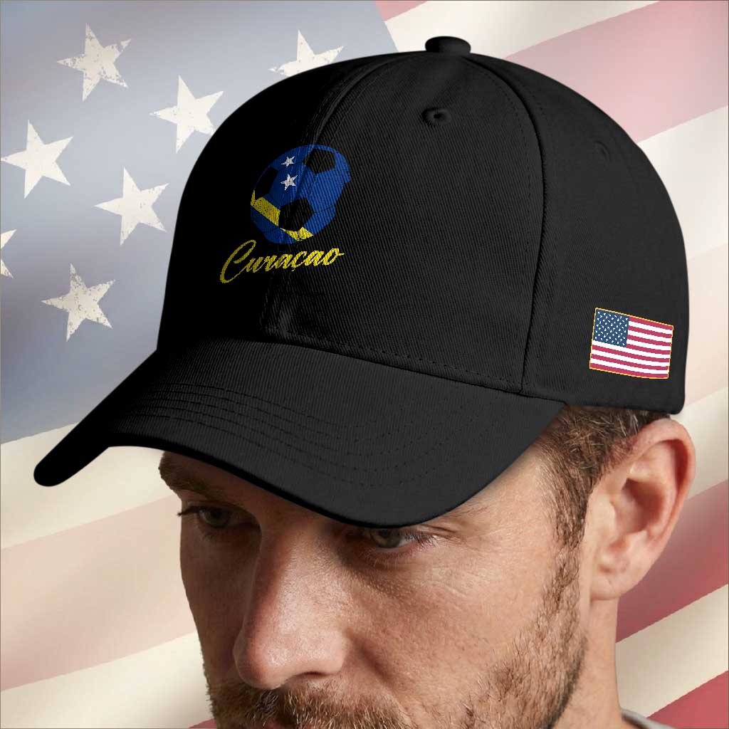 Curaçao Soccer Fans Distressed Flag Baseball Cap Football Heritage Pride Support