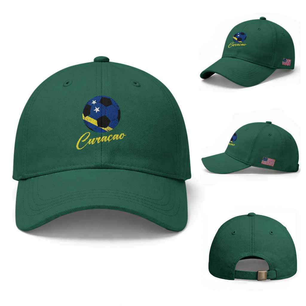 Curaçao Soccer Fans Distressed Flag Baseball Cap Football Heritage Pride Support