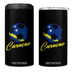 Curaçao Soccer Fans Distressed Flag 4 in 1 Can Cooler Tumbler Football Heritage Pride Support