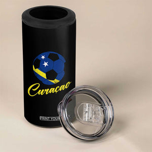 Curaçao Soccer Fans Distressed Flag 4 in 1 Can Cooler Tumbler Football Heritage Pride Support