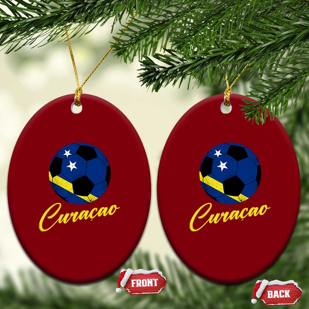 Curaçao Soccer Fans Distressed Flag Ceramic Ornament Football Heritage Pride Support