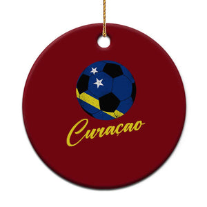 Curaçao Soccer Fans Distressed Flag Ceramic Ornament Football Heritage Pride Support