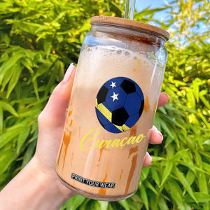 Curaçao Soccer Fans Distressed Flag Glass Can Football Heritage Pride Support