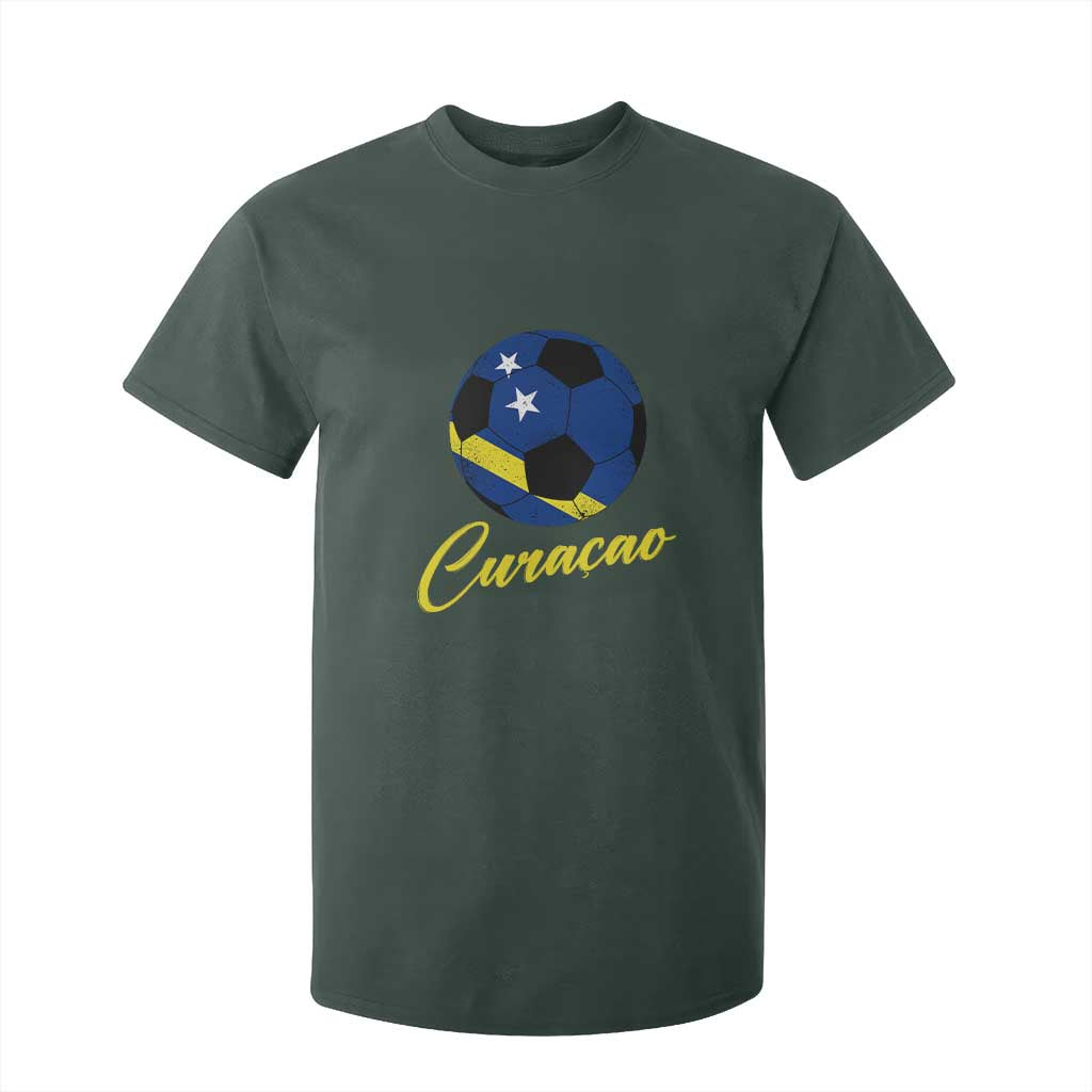 Curaçao Soccer Fans Distressed Flag T Shirt For Kid Football Heritage Pride Support